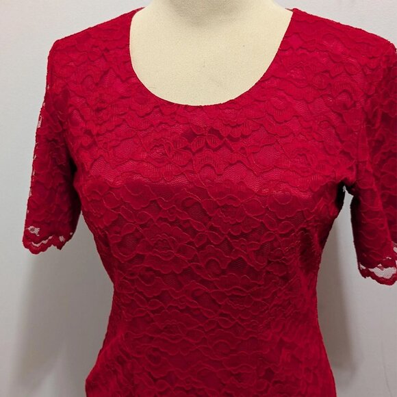 90s Red Lace Dress by My Michelle - Picture 1 of 6